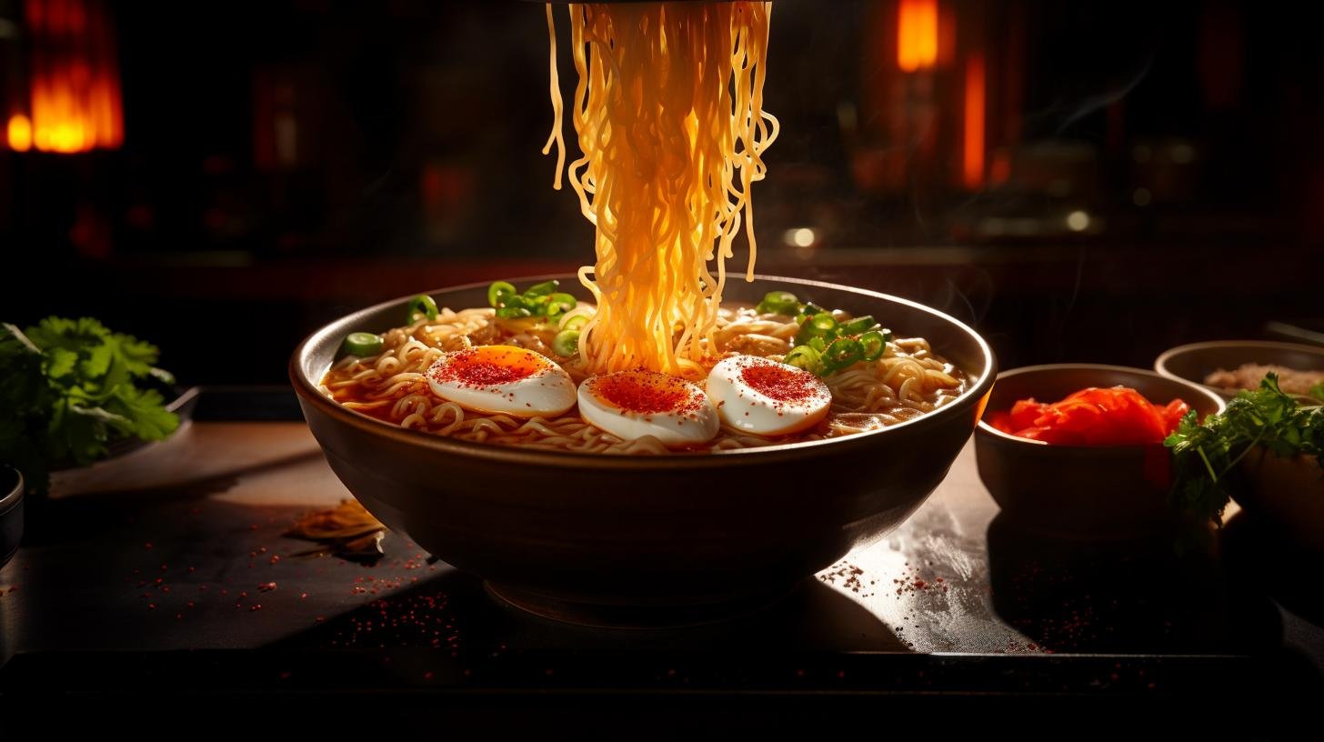 Steaming bowl of creamy tonkotsu ramen